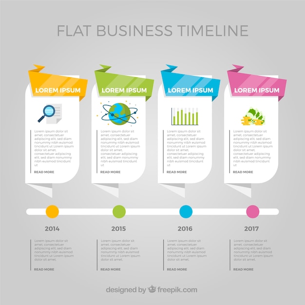 Colorful Business Timeline in Flat Design – Free Download