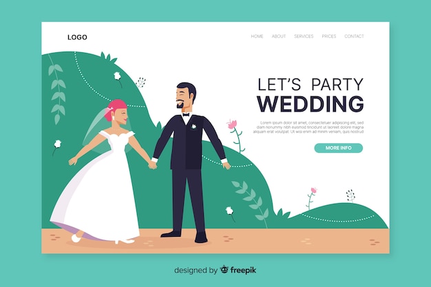 Flat Wedding Landing Page Template – Free Stock Photo Download