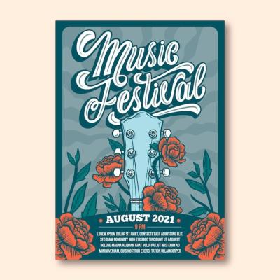 Illustrated Music Festival Poster Template – Free to Download