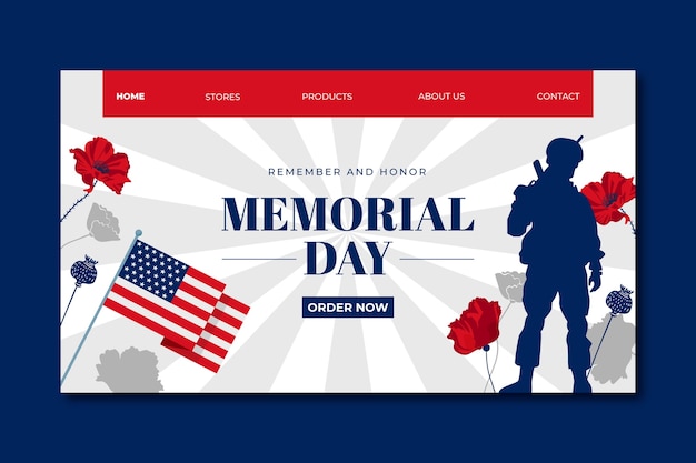 USA Memorial Day Celebration Landing Page Template – Free Download