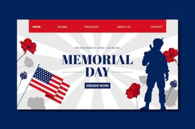 USA Memorial Day Celebration Landing Page Template – Free Download