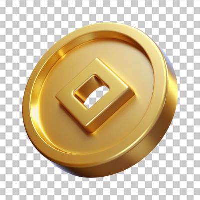 3D Illustration of Chinese Gold Coin – Free Download