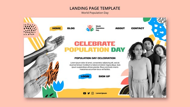 Landing Page Template for World Population Day Celebration – Free Download