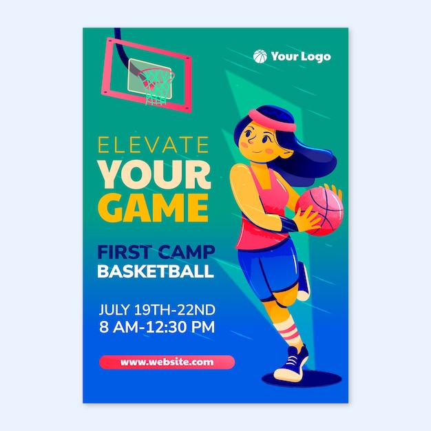 Gradient Texture Basketball Poster Template – Download Free Stock Photo
