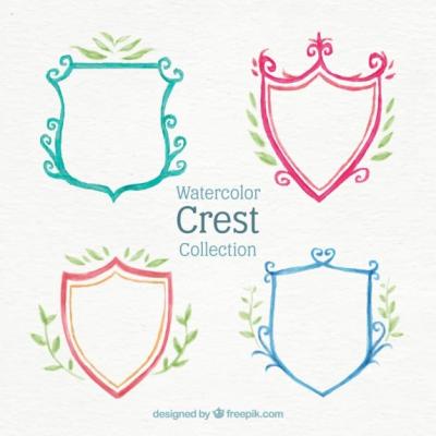 Watercolor Heraldic Shields Set – Free Stock Photos for Download