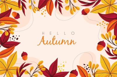 Hello Autumn: Hand Drawn Leaves Background – Free Download