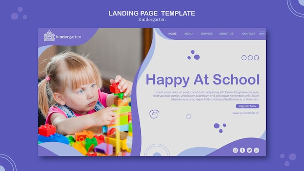 Kindergarten Template Landing Page – Free Download Stock Photos
