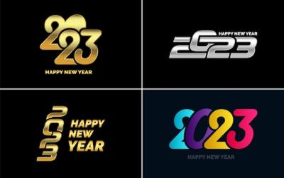 Happy New Year Typography Design Pack 2023 – Free Download