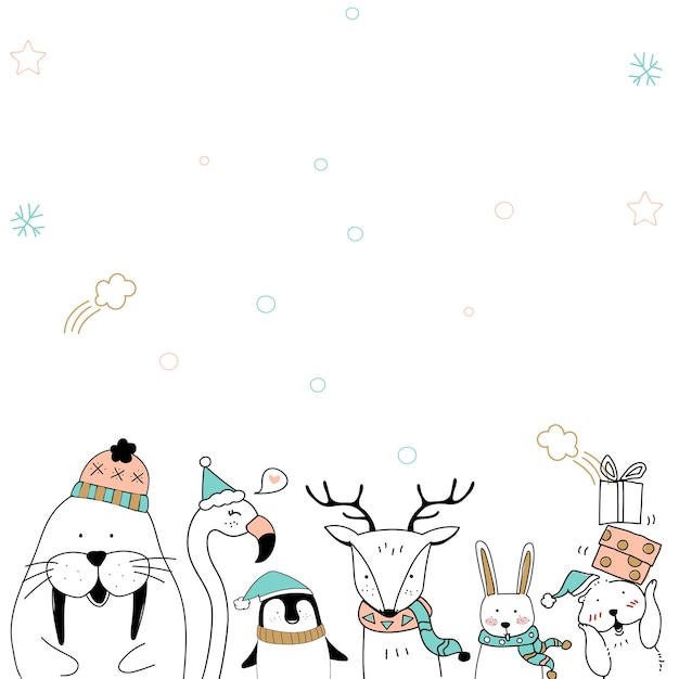 Cute Sea Lion Animal Christmas Card Background – Free Download
