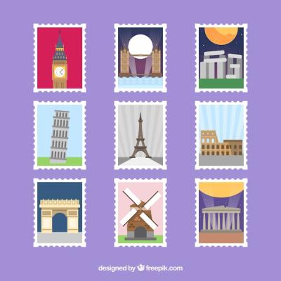 Landmark Stamps Featuring Cities and Monuments – Free Download