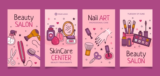 Hand Drawn Beauty Salon Instagram Stories – Free Download