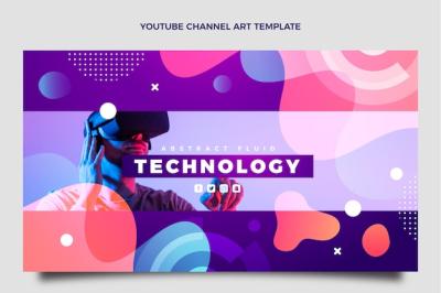 Gradient Abstract Fluid Technology YouTube Channel Art – Free Download