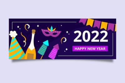 Hand Drawn Flat New Year Social Media Cover Template – Free Download