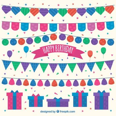 Birthday Garlands Vector Templates – Free Download