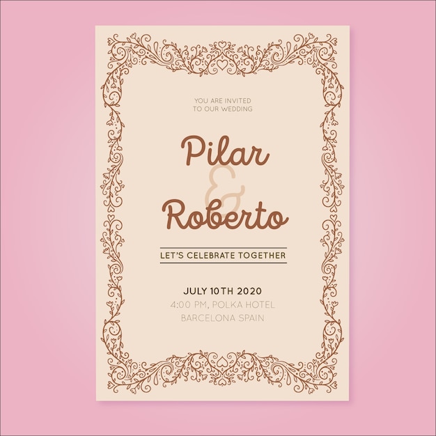 Charming Retro Wedding Invitation Design – Free Download