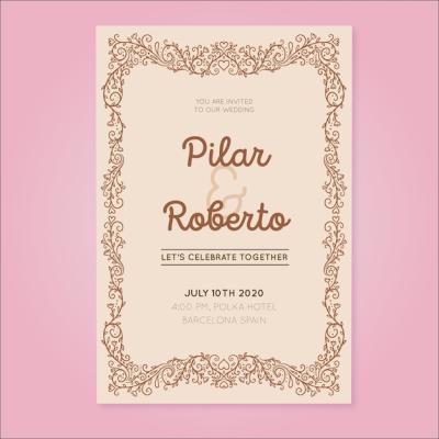 Charming Retro Wedding Invitation Design – Free Download
