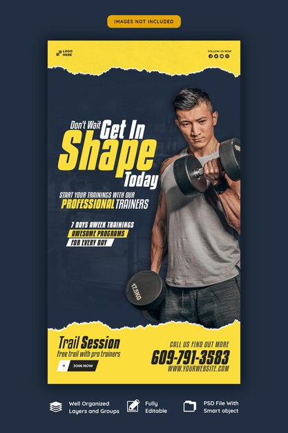 Gym and Fitness Instagram and Facebook Story Template – Free Download