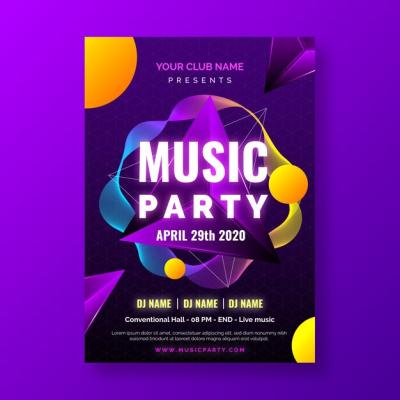 Abstract Musical Party Poster Template – Free Download