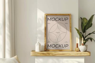 White and Wooden Interior Design Mockup for Free Download