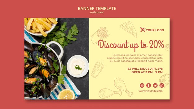 Restaurant Discount Banner Template – Free Download