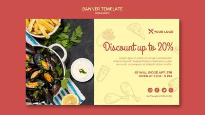 Restaurant Discount Banner Template – Free Download