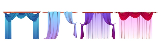 Cartoon Windows with Various Curtain Styles – Free Download