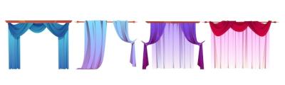 Cartoon Windows with Various Curtain Styles – Free Download