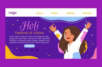 Holi Festival Celebration Landing Page Template – Free to Download