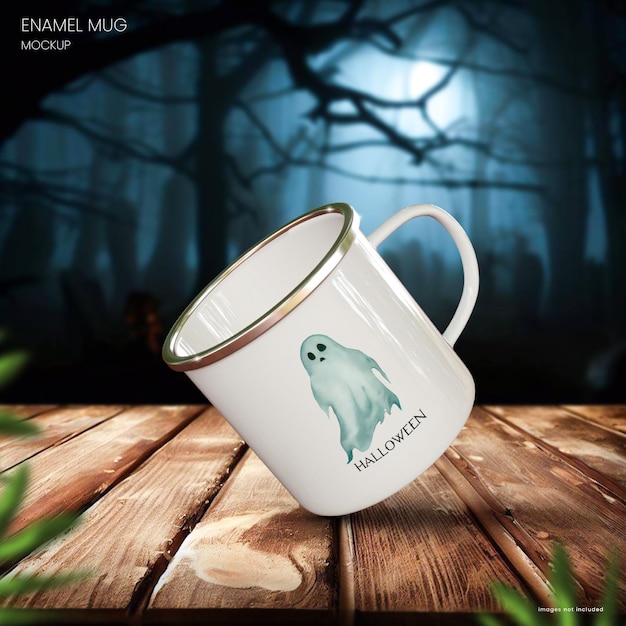 High Quality Halloween Themed Enamel Mug Mockup – Free Download