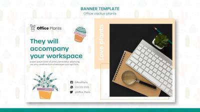 Office Workspace Plants Banner Template – Download Free Stock Photo