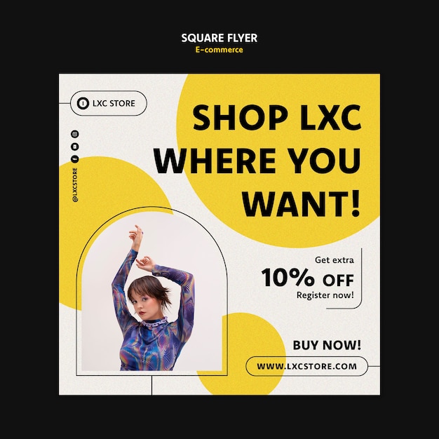 E-commerce Concept Square Flyer Template – Free Download