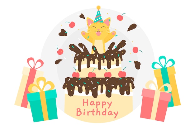 Flat Design Birthday Background – Free Download