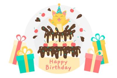 Flat Design Birthday Background – Free Download