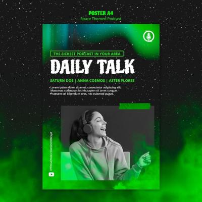 Space Themed Podcast Poster Template for Free Download