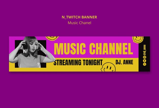 Music Channel Twitch Banner Template – Free Download