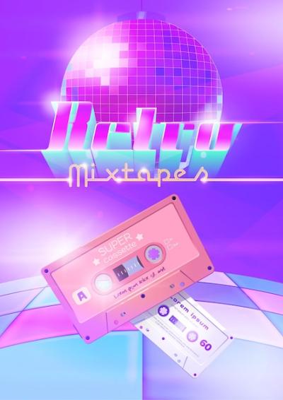 Retro Mixtapes Cartoon Poster Design Featuring Audio Cassettes, Disco Ball, and Dance Floor – Free Download