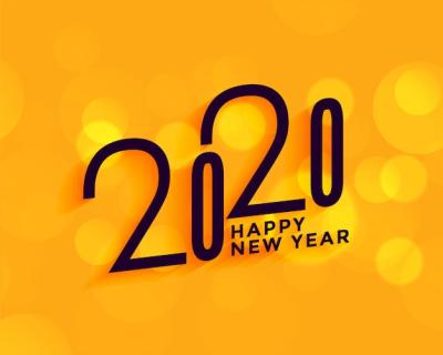 Creative 2020 Happy New Year on a Yellow Background – Free Download