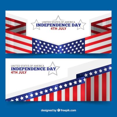 USA Independence Banners in Flat Design – Free Download