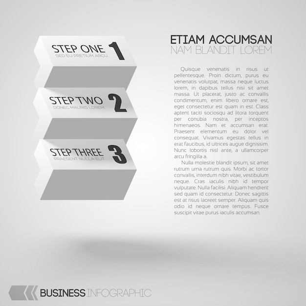 Three-Step Infographic Design with White Brick Background – Free Download