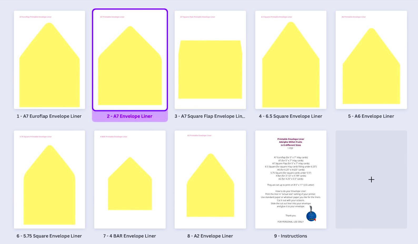 Envelope Liner Canva Editable Template 8 Sizes A7A7 Etsy Australia