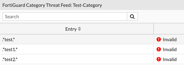 FortiGuard Category Threat Feed Regex rfortinet