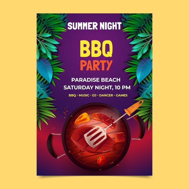 Realistic Summer Barbecue Poster Template – Free Download