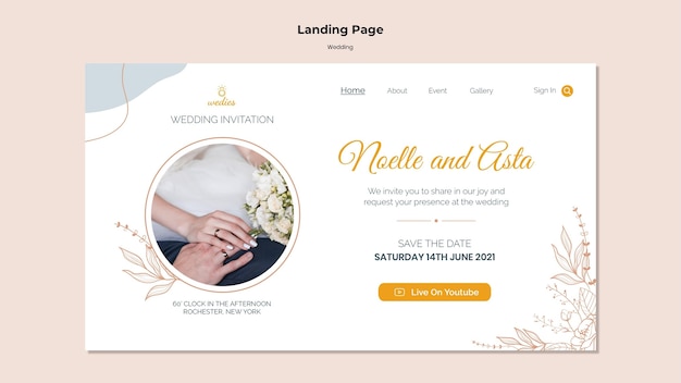 Beautiful Wedding Ceremony Landing Page for Bride and Groom – Free Download