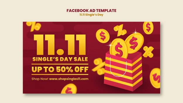 Social Media Promo Template for Single’s Day Sales Featuring Coins and Dollar Sign – Free Download