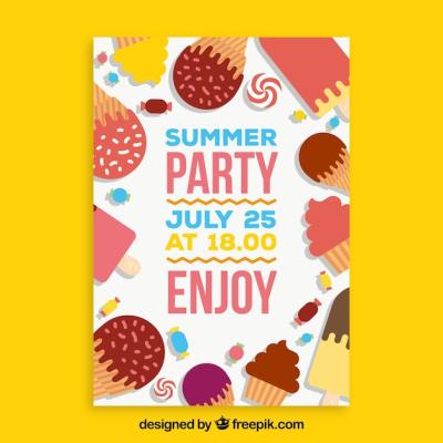 Summer Party Poster – Free Download of Vector Templates