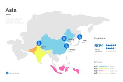 Flat Design Asia Map Infographic – Free Download