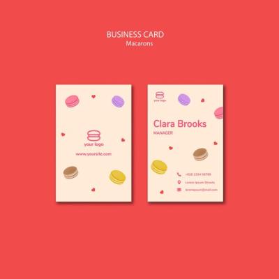Business Card Template Featuring Macarons – Free Download