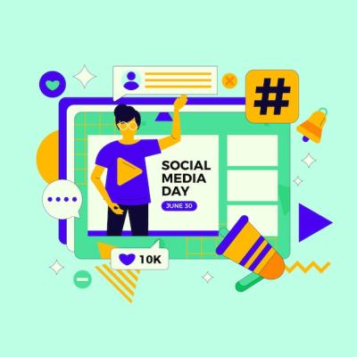 Flat Illustration for Social Media Day Celebration – Free Download