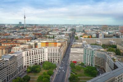 Aerial View of Leipziger Platz Octagonal Square and Berlin Skyline – Free Stock Photo for Download
