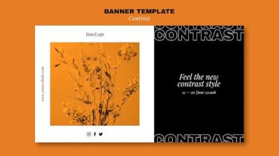 Contrasting Style Horizontal Banner Template – Free Download